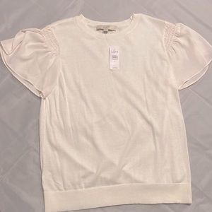 Loft Cream Short Sleeve Blouse
